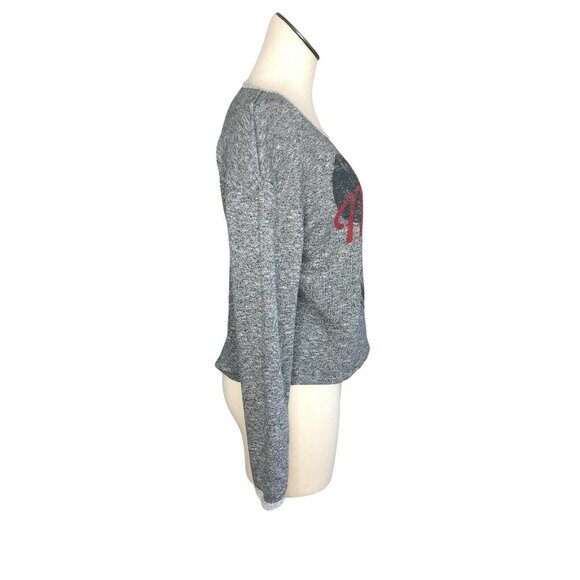 Disney Sweat Shirt Mickey Mouse Graphic Juniors L Gray Red Sweatshirt Pullover - Picture 3 of 7